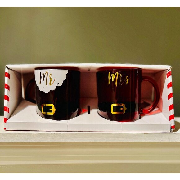 Mr. &  Mrs. Santa Claus Christmas Mugs Set of 2 Holiday Mugs, New in Box, Flawed - Picture 1 of 6
